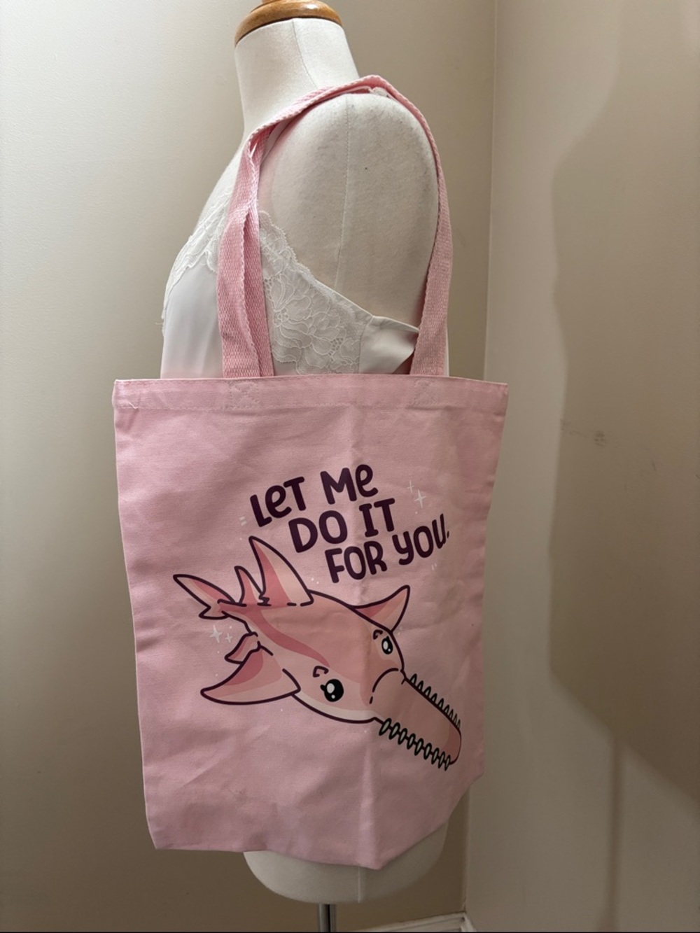 JAWS Grey White Shark Sling Bag and Pink Tote Bag Sawfish “Let Me Do It For You" - Picture 15 of 15